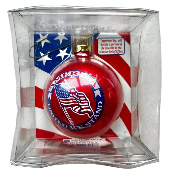 American United We Stand Patriotic Collectors Series Glass Ornament By Toppersco - Picture 1 of 4